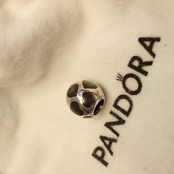 Authentic PANDORA "Love Me" Mother-of-Pearl & Sterling Silver Charm ~ Retired - Picture 2 of 4